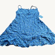 Intimately Free People Size S NEW Blue Combo Floral Spaghetti Slip Mini Dress