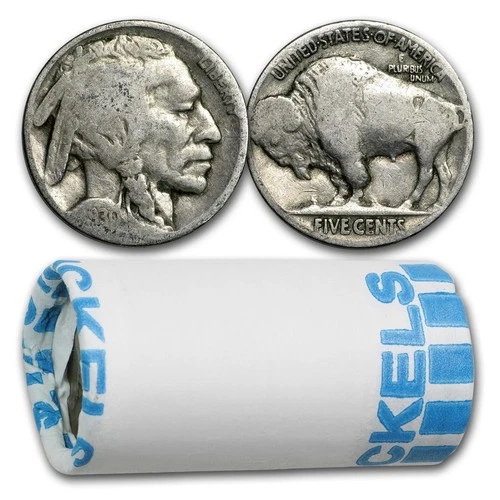 1913-1938 Buffalo Nickels 20-Coin Roll (Partial Dates)!