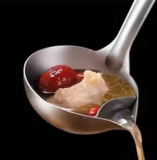 1pc Stainless Steel Oil Strainer Colander Spoon Fat Separator Kitchen Tool - NEW