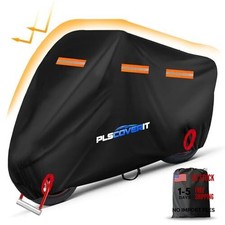 Motorcycle Cover, 600D Heavy Duty Waterproof Motorbike 116" X 41" X 50" Black