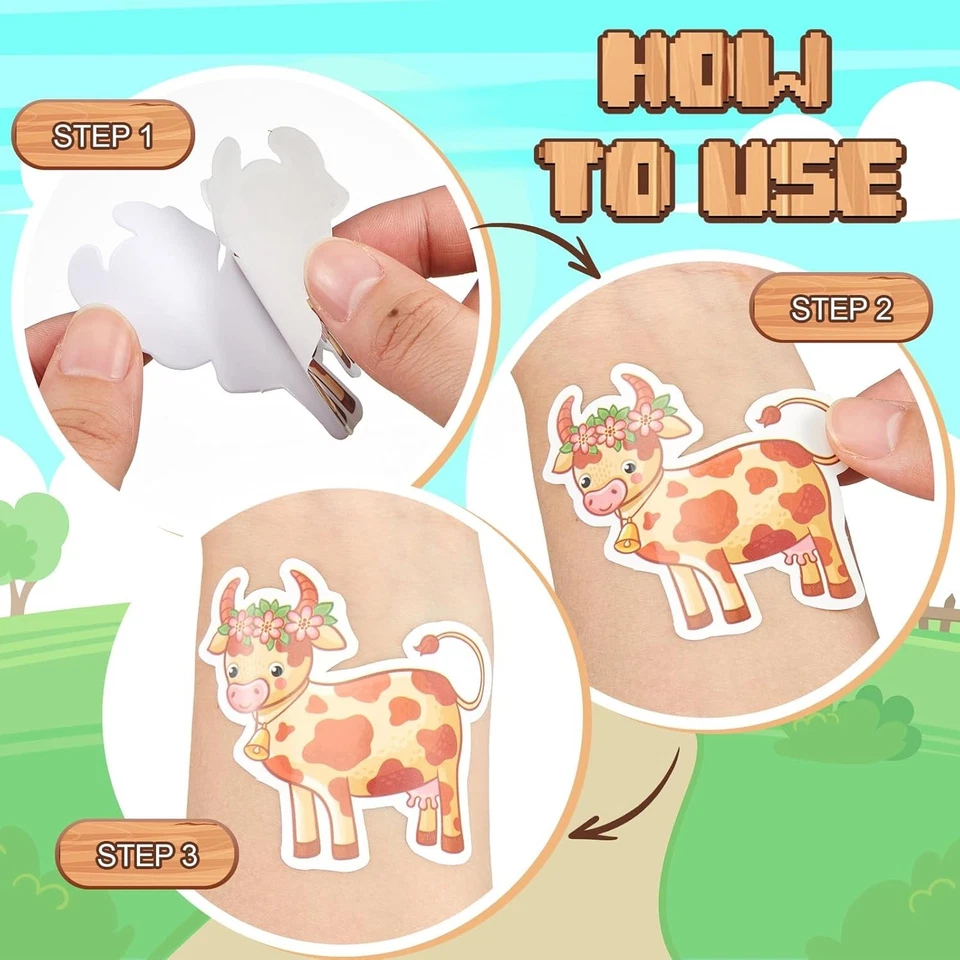 48 Piezas Favores de Fiesta de Animales de Granja | Mini Varitas de Burbujas y Tatuajes para Cumpleaños de Niños Foto 4 de 4