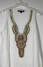 Boston Proper Dress Women s Small White Beade...
