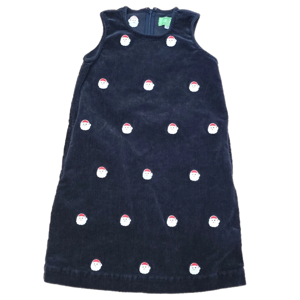 Castaway Girls Christmas Black Shift Dress Corduroy Jumper Dress Santa Claus 10 - Image 2 of 4