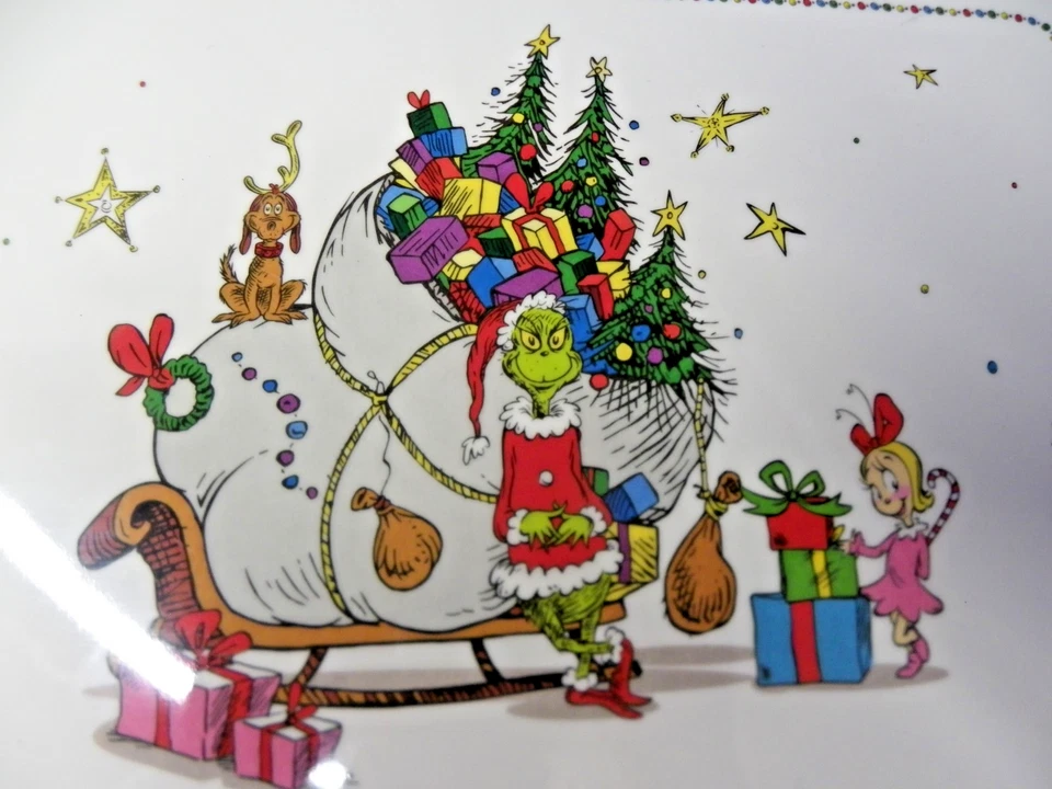 Bandeja para servir melamina "The Grinch Max & Cindy Lou" 13" x 9,5" Nueva Foto 2 de 4