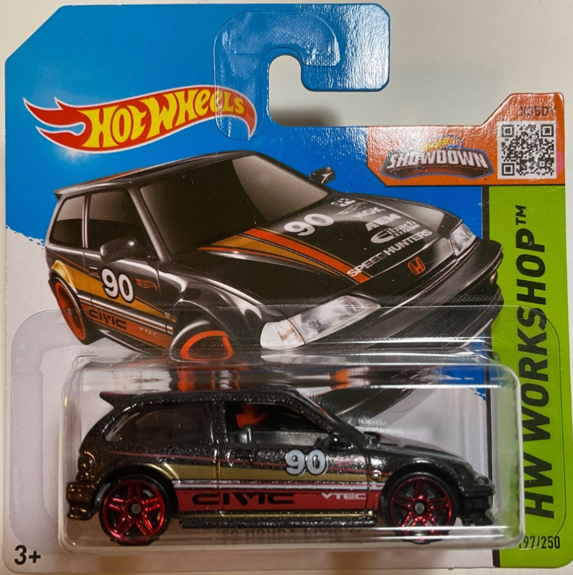 Hot Wheels 2015 Short Card HW Workshop ‘90 Honda Civic EF Black w/ Protector
