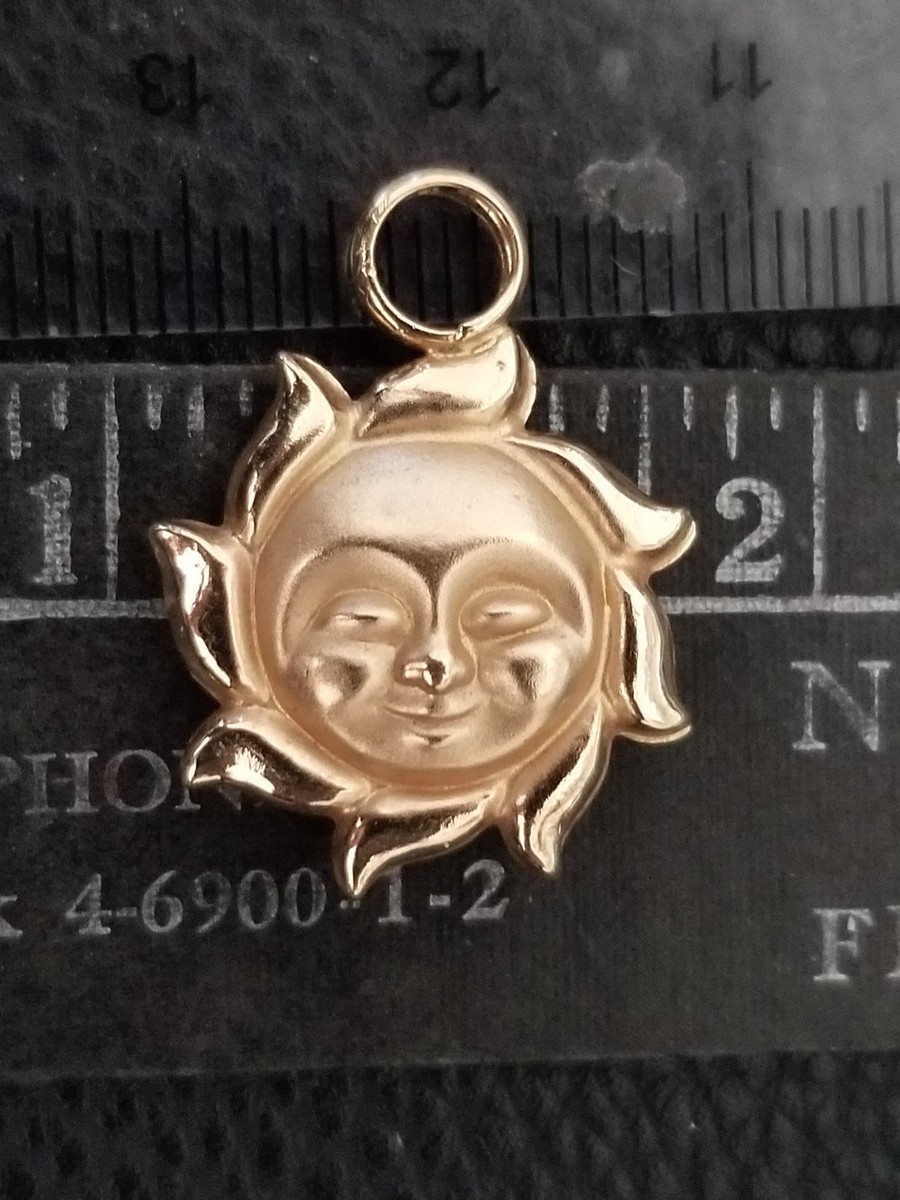 14K YELLOW GOLD SUNSHINE FACE CHARM/PENDANT View 3