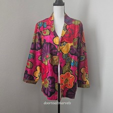 Chico's Flower Blooms Woodbury 100 Silk Floral Jacket sz 2 US 12 Y2K Boho NWT