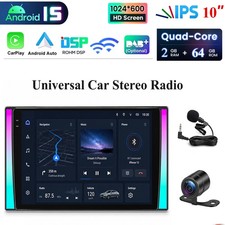 2G 64GB 4-Core Android 15 10.1" Car Stereo Radio GPS Navi WiFi FM with Camera