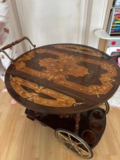 Beautiful Vintage Italian Sorrento Marquetry Drinks Trolley Rolling Bar.