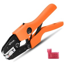 Ratcheting Crimping Tool for 90° Insulated Flag Terminals AWG 20-18 & 16-14 –...