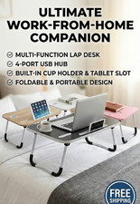 "SALE" Foldable Lap Desk with 4 USB Ports, Cup Holder  Tablet Slot 23" x 14" 