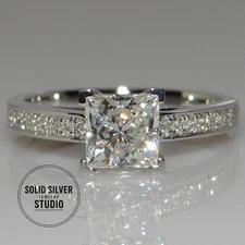 Fashion Princess Cut 1ct Engagement Cz 925 Silver Women Wedding Band Ring Sz4-9