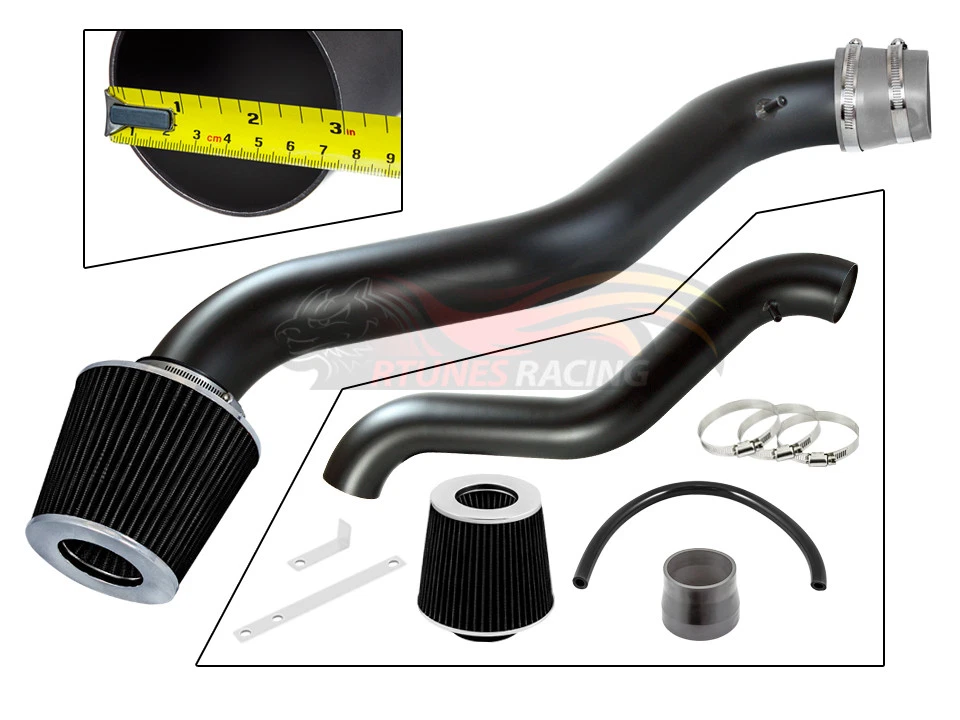 Kit de inducción de admisión de aire BCP RW GRIS 1998-2002 Accord 2,3 L L4 Ram corta + filtro Foto 2 de 4