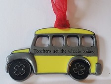 Christmas School Bus Ornament TEACHERS GET THE WHEELS ROLLING Gloria Duchin 2014