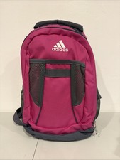 Adidas Gray Pink Backpack Laptop School Travel Bookbag Multi Pocket Clean.