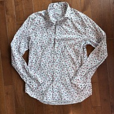 Express Men Extra Slim Long Sleeve Button Down White Red Floral Shirt Large