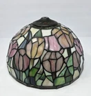 Vintage Stained Glass Tiffany-Style Lamp Shade With Tulip Design