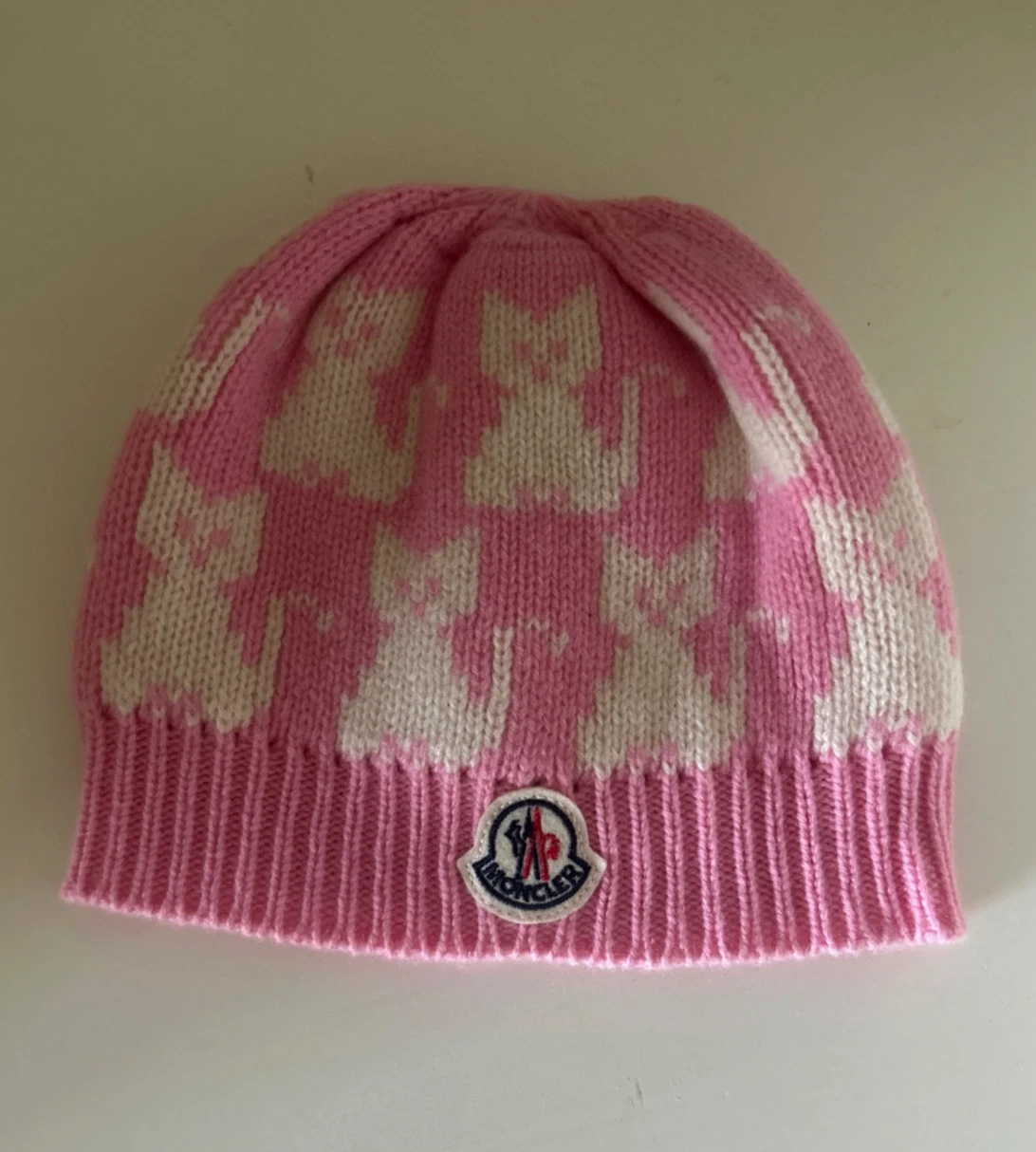 Moncler Baby Cashmere Wool Knit Beanie Hat Pink Cat Size XXS 9 12M (27169A)
Opens in a new window or