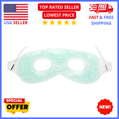 Gel Bead Hot Cold Eye Mask   Reusable Migraine, Puffy Eye Relief (Teal)