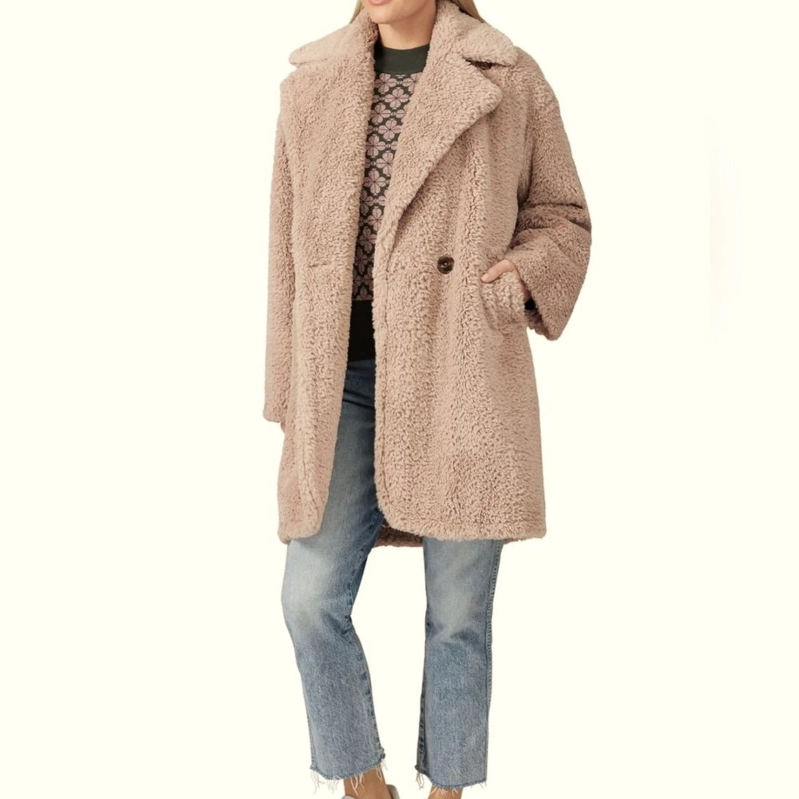 Cappotto Teddy Kate Spade Twilight Rose in pelliccia sintetica taglia XL