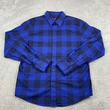 UNTUCKit Shirt Mens Medium Blue Plaid Slim Fit Lumberjack Flannel Outdoor