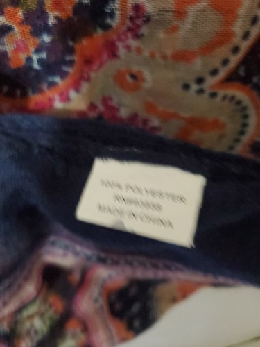 Navy Blue and Multicolor Blended Scarf Wearable Art 100% Polyester - Picture 3 of 3