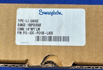 SWAGELOK PGI-63C-PG100-LAOX, Pressure Gauge 1/4  NPT