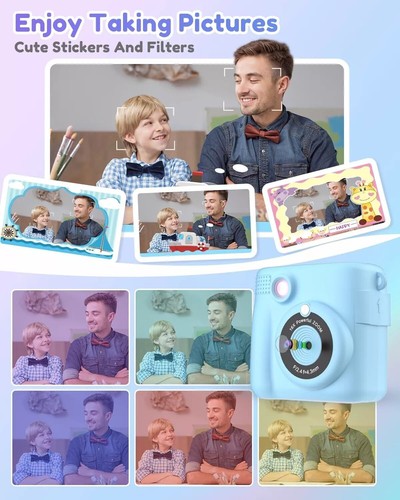 Cámara para niños grabadora de video 1080P LCD mini juguete cámara digital para niños impresión instantánea - Imagen 5 de 14