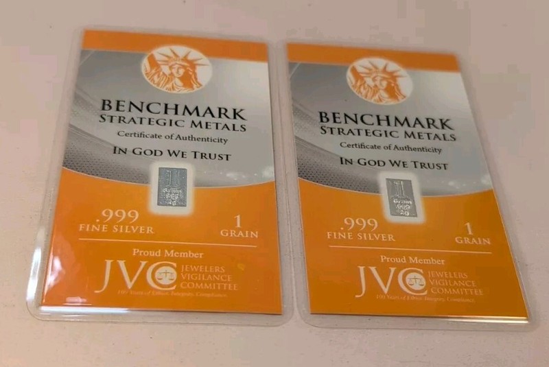 Lot of 2 BENCHMARK STRATEGIC METALS 1 Grain .999 Fine Silver