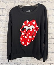 The Rolling Stones Women's XXL Sweatshirt Tongue Pullover Black Rock Band