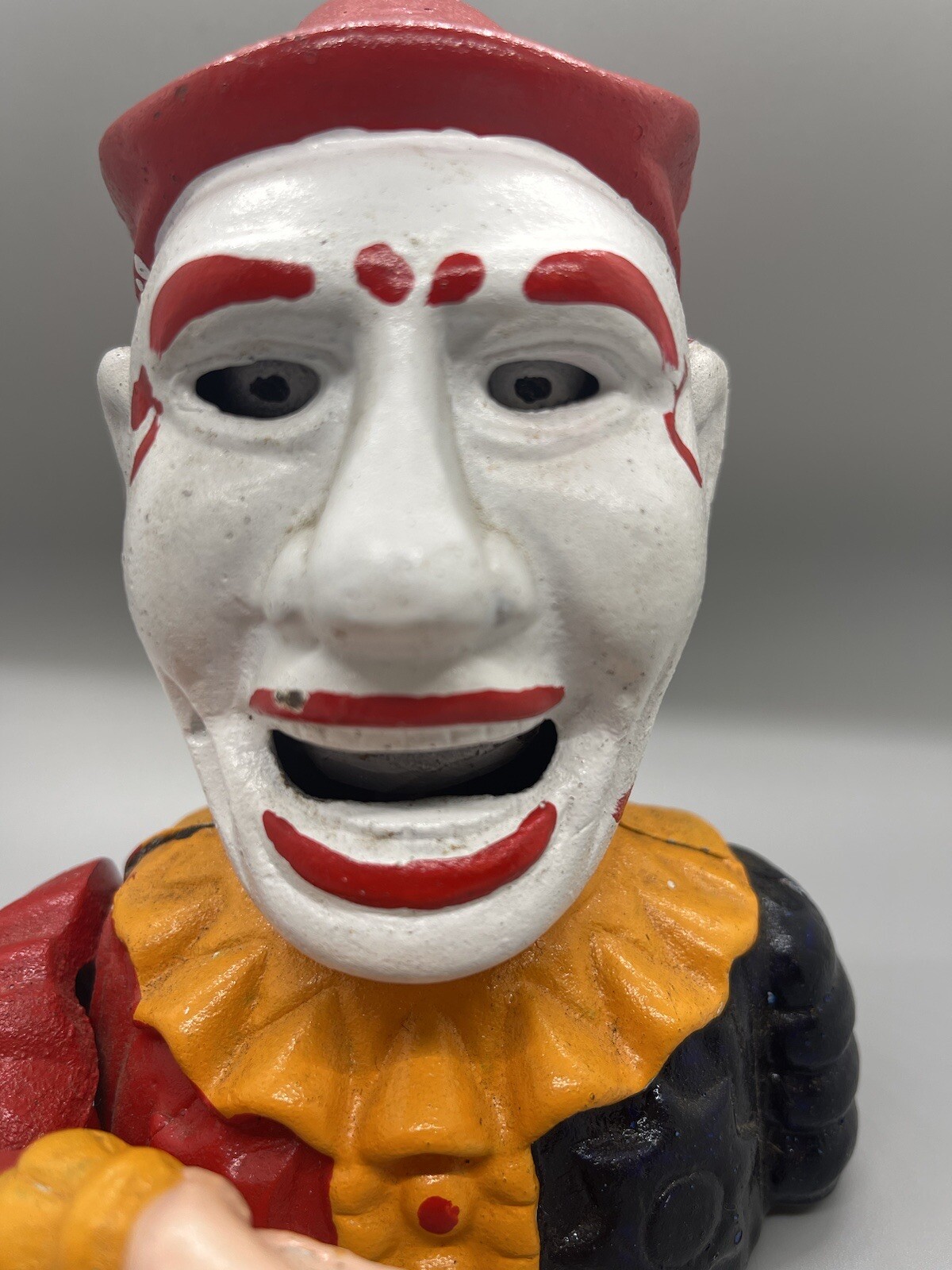 The Book Of Knowledge Humpty Dumpty Clown Cast Iron Bank Vintage