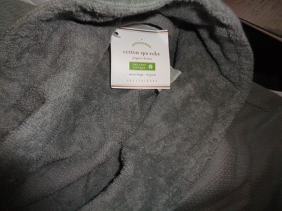 Pottery Barn Spa Organic Robe Xl Extra Large Mono Kc Gray New