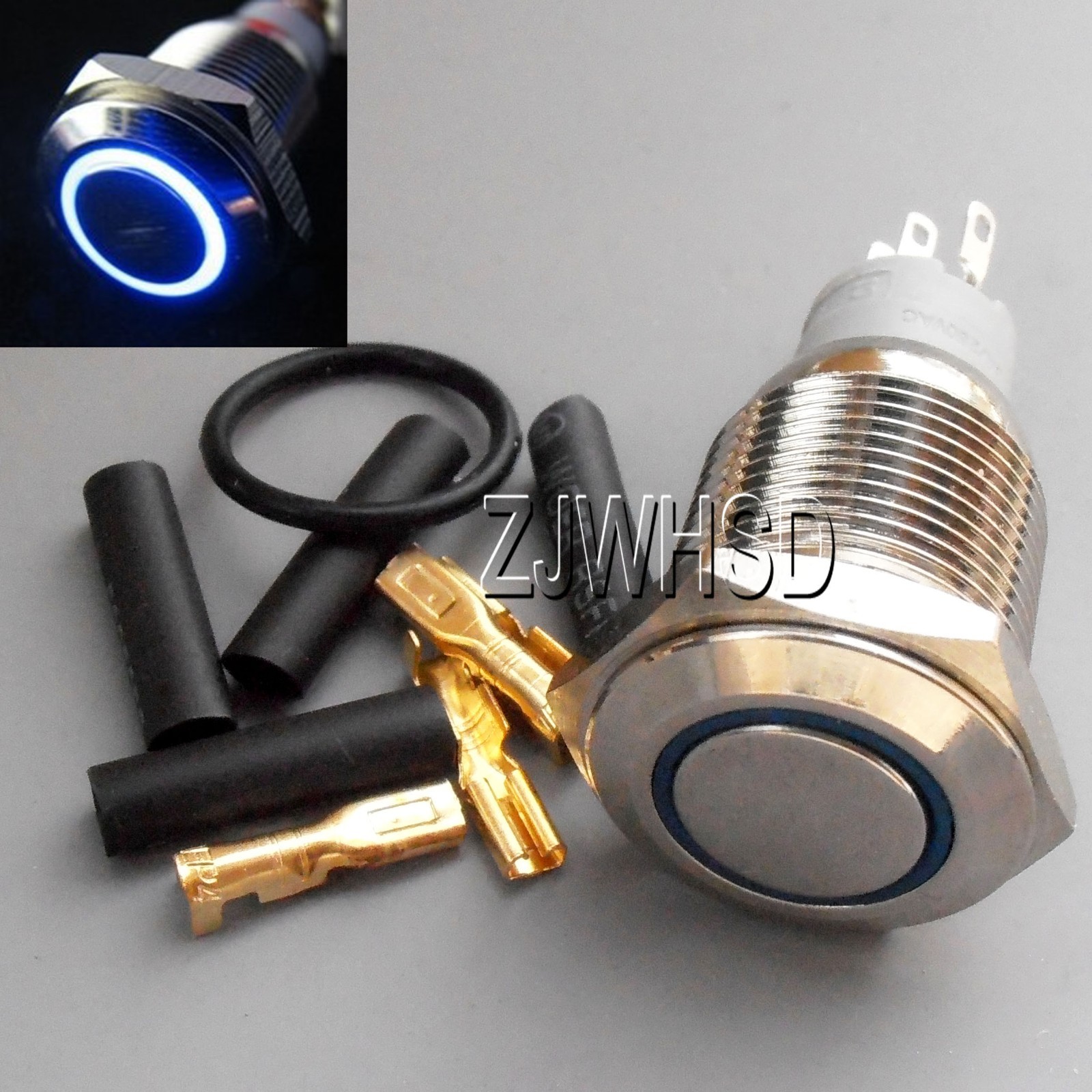 16mm 110V BLUE Led Angel Eye Push Button Metal ON-OFF Switch ...