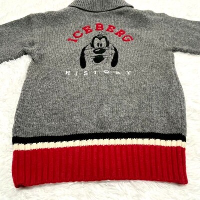 Archive\"ICE BERG HISTORY\"disney GOOFYニット Iceberg History Disney Goofy Full-zip Gray Wool Sweater Size XL