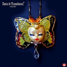 Madame Butterfly Luxury Art Deco Nouveau Nature Jewelry Necklace Pendant Insect