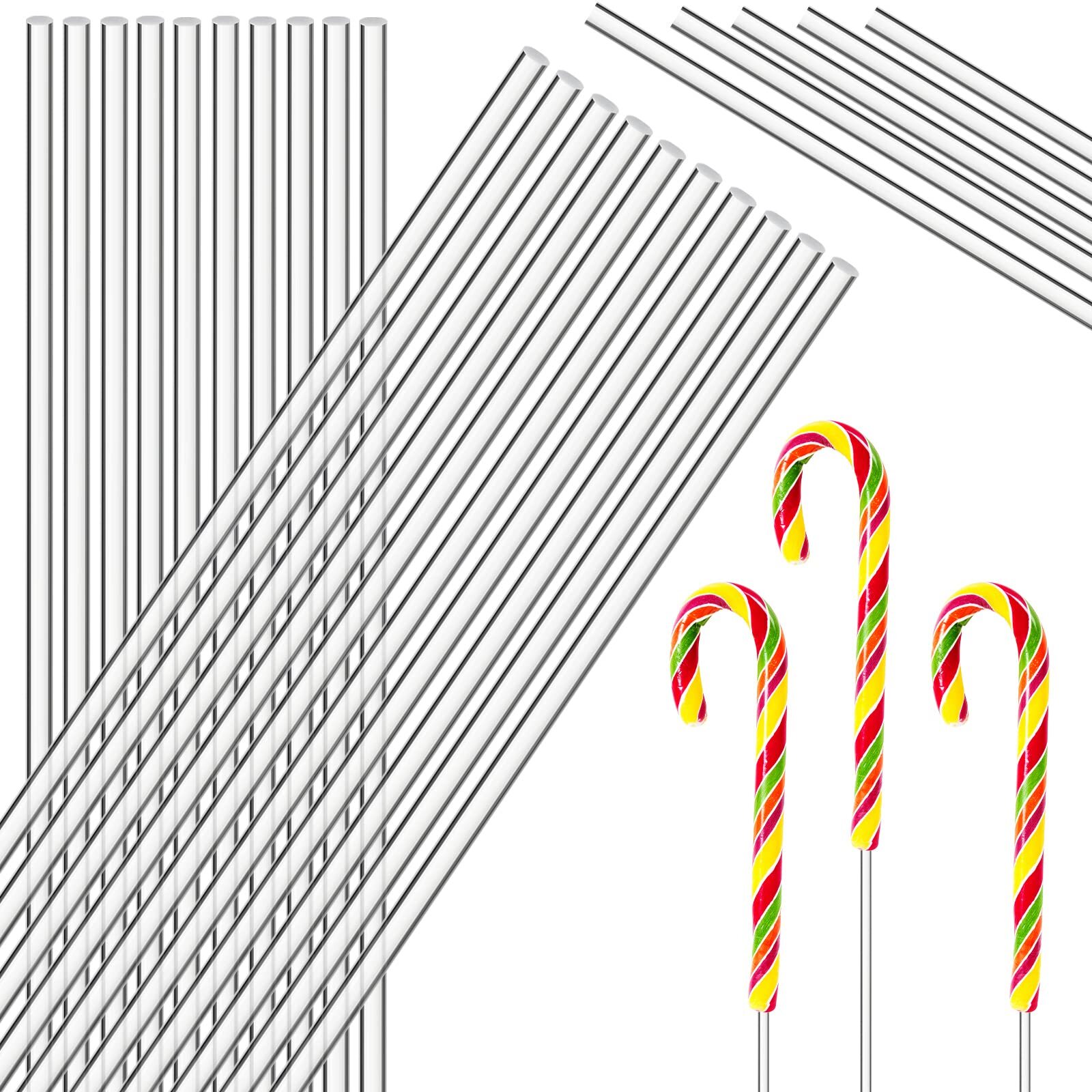 200 Pcs Clear Acrylic Dowel Rods for DIY Crafts Cake Toppers, 12x0.12 Inch