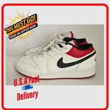 NIKE Air Jordan 1 Low GS White Gym Red Black 553560-118 5.5Y Women 7