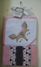 Luvable Friends 6 Pc White Peach Deer Fawn Woodland Hooded Towel Washcloths