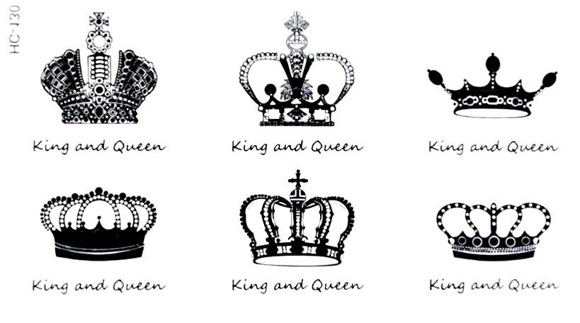  Tattoos 2 Sheets King Queen Imperial Crown Temporary