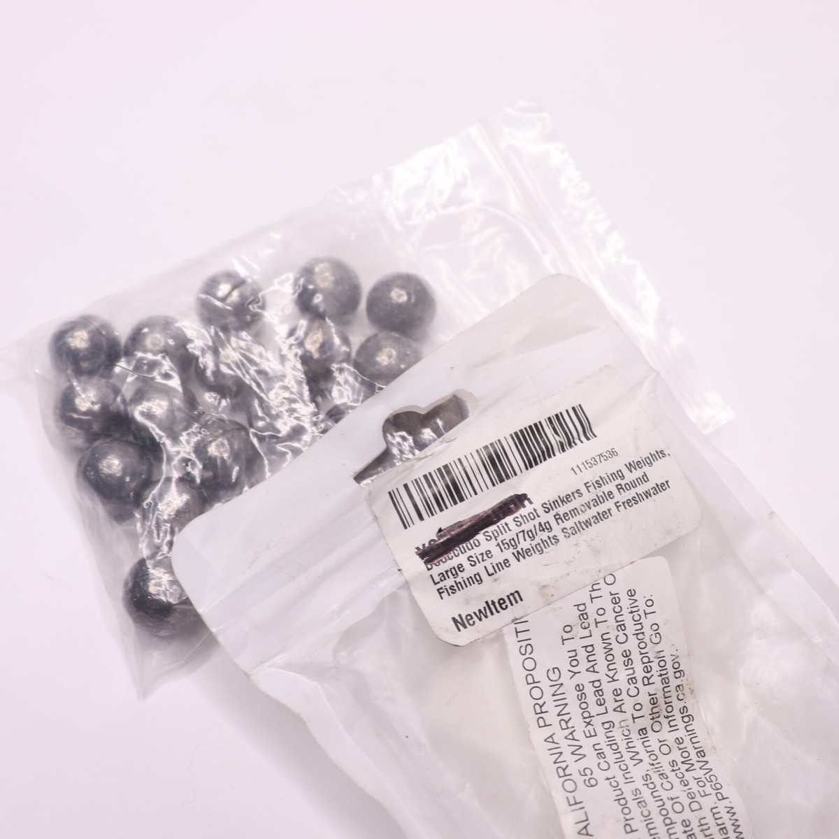 20-Pk) Split Shot Sinkers Fishing Weights Size Large 15g/7g/4g