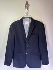 Izod Blazer Navy Brass Button Suit Jacket Sport Coat Single Breast Boy 18 Wool8 
