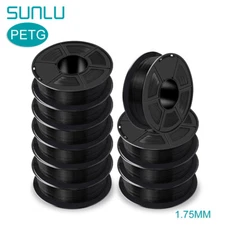 10KG SUNLU PETG 3D Printer Filament 1.75mm Toughness Neat Spool No-Mess Black