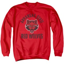 Arkansas State University Adult Crewneck Sweatshirt Red Wolves Logo, Red, S-3XL