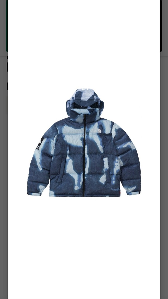 North Face x Supreme Bleached Denim Print Nuptse Jacket Size North Face x Supreme Bleached Denim Print Nuptse Jacket Size