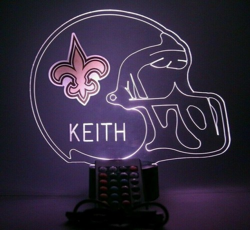 Lampada tifoso sportivo LED calcio illuminazione notturna New Orleans Saints personalizzata GRATIS - Foto 8 di 12