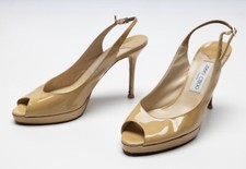 Womens JIMMY CHOO Stiletto High Heel Nude Patent Leather Shoes Size EU 40 US 10