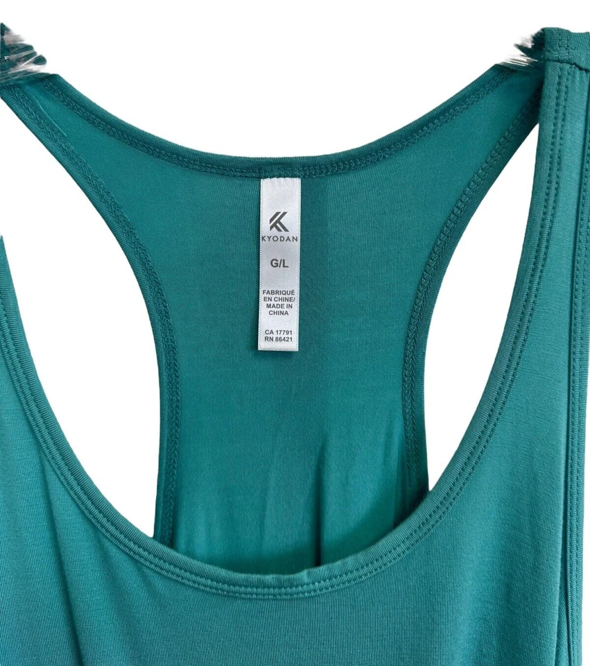 Camiseta sin mangas activa con nudo frontal Kyodan para mujer sin mangas rayón suave talla L verde Foto 3 de 4