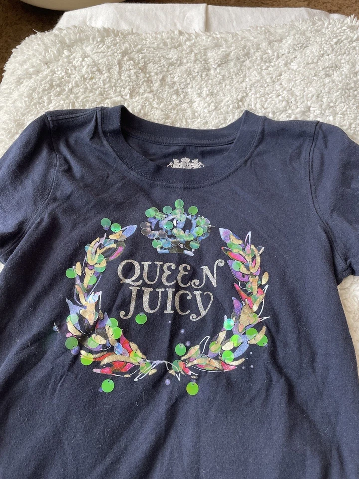 Juicy Couture Niñas Talla Camiseta 8/10 Azul “Queen Juicy”. Funciona pequeño. Lindo Foto 3 de 4