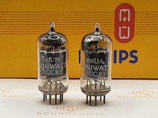 Philips Ecc83 12ax7 Foil D 45° Getter 17mm Long Plates Mc2 -matched Pair-'56 Nos