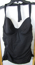 NWT Tommy Bahama Pearl U/W Full Coverage Tankini Top Black Women's Size L- D